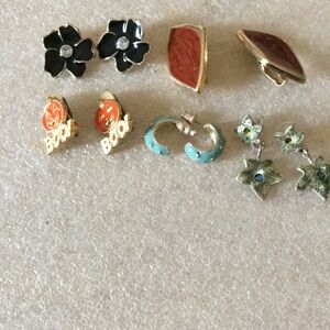 Vintage enamel lot 5 earrings